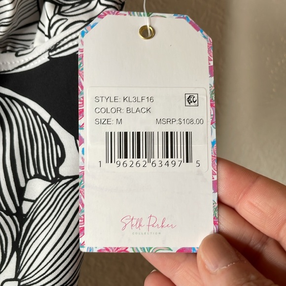NWT STELLA PARKER Black and White Floral Swimsuit SIZE M - Picture 4 of 8
